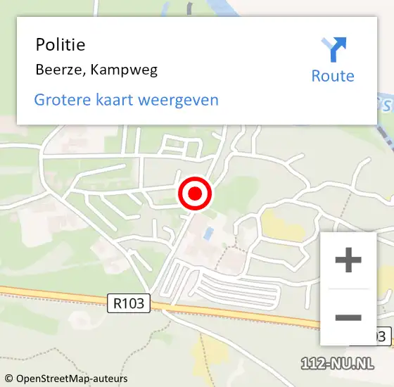 Locatie op kaart van de 112 melding: Politie Beerze, Kampweg op 23 maart 2019 11:00