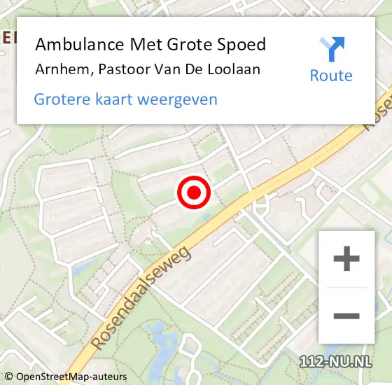 Locatie op kaart van de 112 melding: Ambulance Met Grote Spoed Naar Arnhem, Pastoor Van De Loolaan op 23 maart 2019 12:02