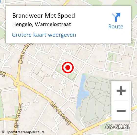 Locatie op kaart van de 112 melding: Brandweer Met Spoed Naar Hengelo, Warmelostraat op 23 maart 2019 14:05