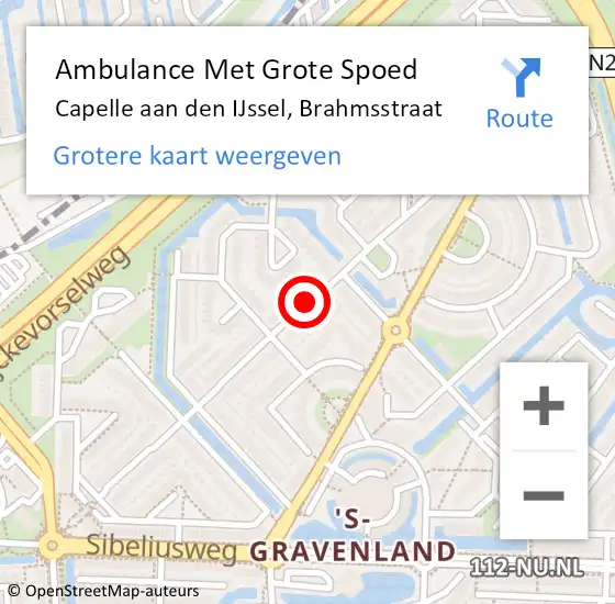 Locatie op kaart van de 112 melding: Ambulance Met Grote Spoed Naar Capelle aan den IJssel, Brahmsstraat op 23 maart 2019 14:41