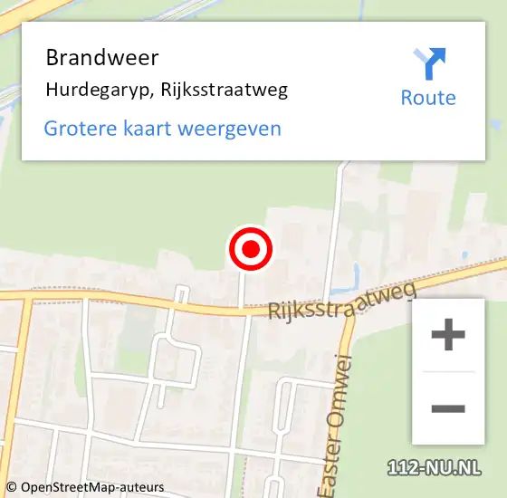 Locatie op kaart van de 112 melding: Brandweer Hurdegaryp, Rijksstraatweg op 23 maart 2019 16:36
