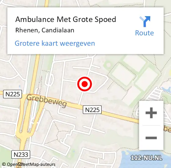 Locatie op kaart van de 112 melding: Ambulance Met Grote Spoed Naar Rhenen, Candialaan op 23 maart 2019 16:39