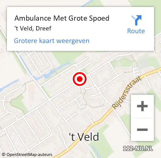 Locatie op kaart van de 112 melding: Ambulance Met Grote Spoed Naar 't Veld, Dreef op 23 maart 2019 17:02