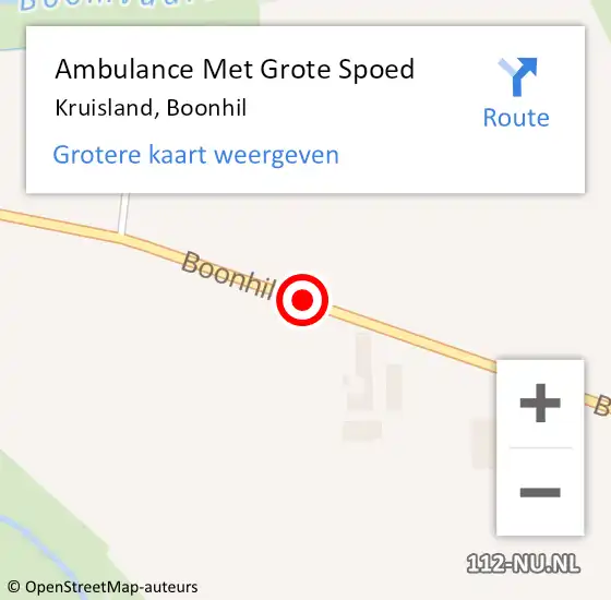Locatie op kaart van de 112 melding: Ambulance Met Grote Spoed Naar Kruisland, Boonhil op 23 maart 2019 17:15