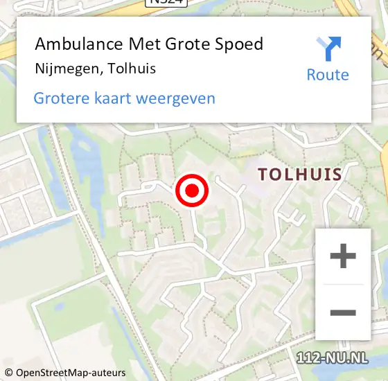 Locatie op kaart van de 112 melding: Ambulance Met Grote Spoed Naar Nijmegen, Tolhuis op 23 maart 2019 17:37
