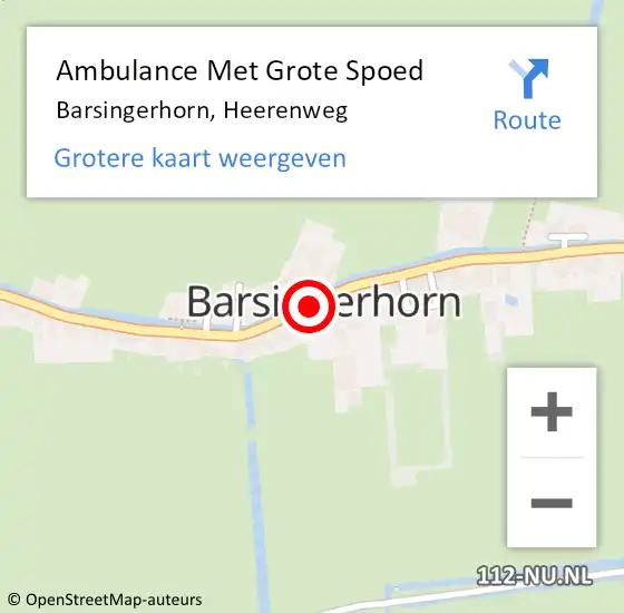Locatie op kaart van de 112 melding: Ambulance Met Grote Spoed Naar Barsingerhorn, Heerenweg op 23 maart 2019 18:44