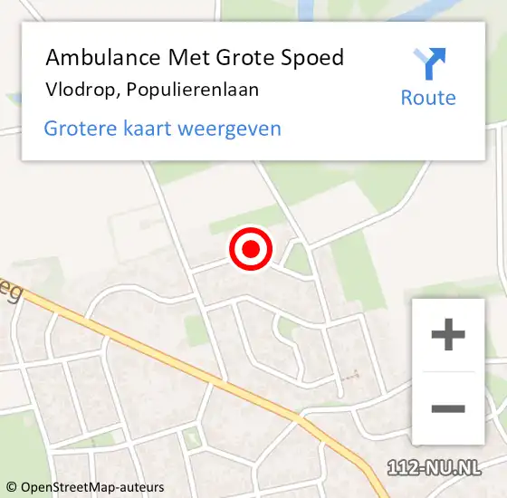 Locatie op kaart van de 112 melding: Ambulance Met Grote Spoed Naar Vlodrop, Populierenlaan op 27 maart 2014 09:38