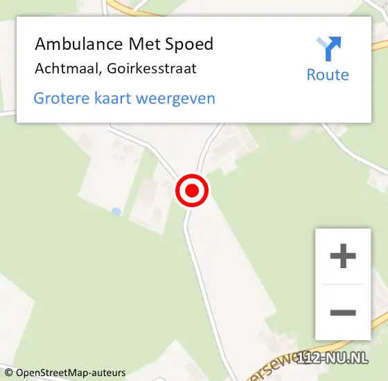 Locatie op kaart van de 112 melding: Ambulance Met Spoed Naar Achtmaal, Goirkesstraat op 23 maart 2019 20:03