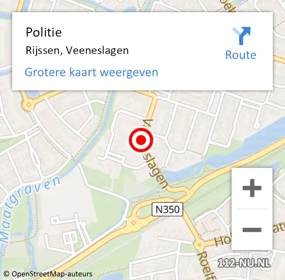 Locatie op kaart van de 112 melding: Politie Rijssen, Veeneslagen op 23 maart 2019 20:08