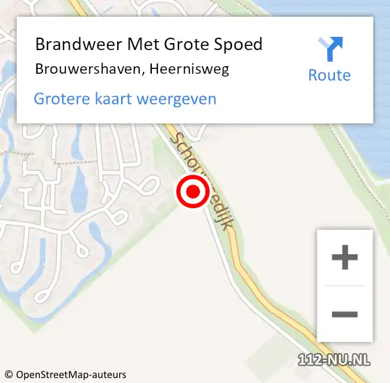Locatie op kaart van de 112 melding: Brandweer Met Grote Spoed Naar Brouwershaven, Heernisweg op 23 maart 2019 20:17
