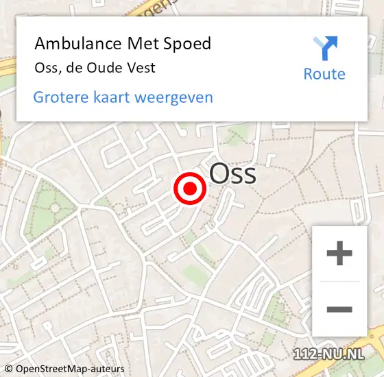 Locatie op kaart van de 112 melding: Ambulance Met Spoed Naar Oss, de Oude Vest op 23 maart 2019 20:25