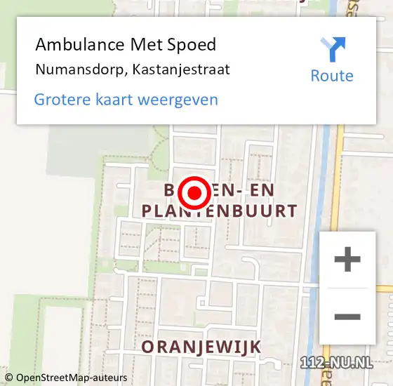 Locatie op kaart van de 112 melding: Ambulance Met Spoed Naar Numansdorp, Kastanjestraat op 23 maart 2019 20:50