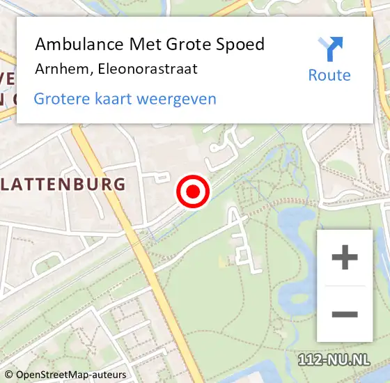 Locatie op kaart van de 112 melding: Ambulance Met Grote Spoed Naar Arnhem, Eleonorastraat op 24 maart 2019 00:27