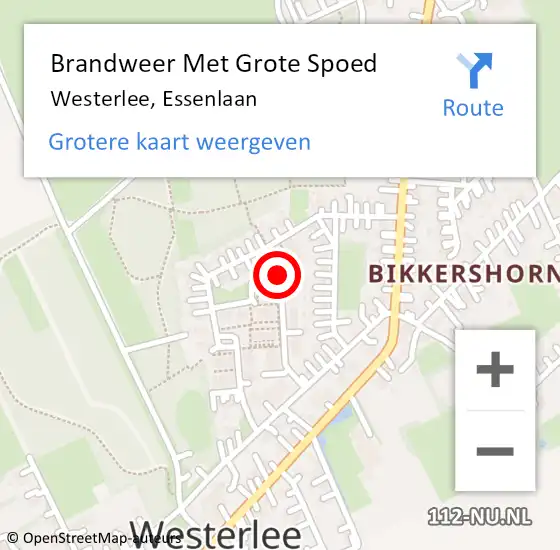 Locatie op kaart van de 112 melding: Brandweer Met Grote Spoed Naar Westerlee, Essenlaan op 24 maart 2019 01:50