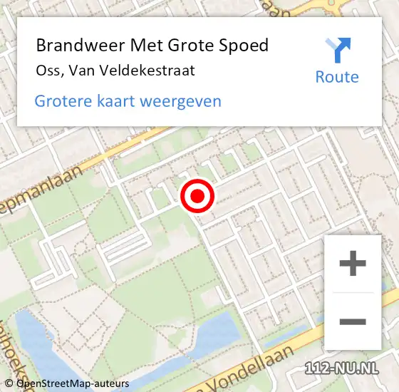 Locatie op kaart van de 112 melding: Brandweer Met Grote Spoed Naar Oss, Van Veldekestraat op 24 maart 2019 01:51