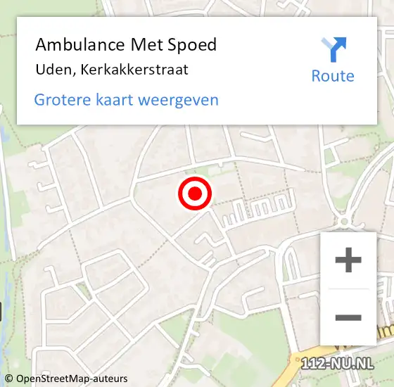 Locatie op kaart van de 112 melding: Ambulance Met Spoed Naar Uden, Kerkakkerstraat op 24 maart 2019 03:52