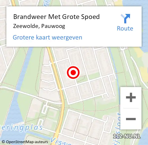 Locatie op kaart van de 112 melding: Brandweer Met Grote Spoed Naar Zeewolde, Pauwoog op 24 maart 2019 04:05