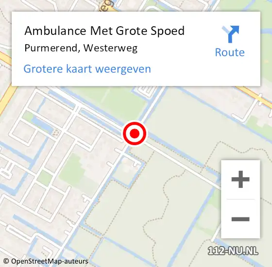 Locatie op kaart van de 112 melding: Ambulance Met Grote Spoed Naar Purmerend, Westerweg op 24 maart 2019 04:21