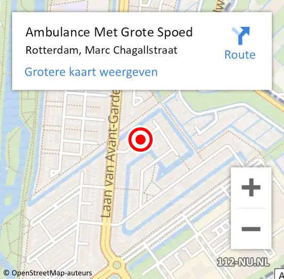 Locatie op kaart van de 112 melding: Ambulance Met Grote Spoed Naar Rotterdam, Marc Chagallstraat op 24 maart 2019 04:39