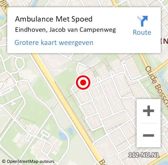 Locatie op kaart van de 112 melding: Ambulance Met Spoed Naar Eindhoven, Jacob van Campenweg op 24 maart 2019 07:37