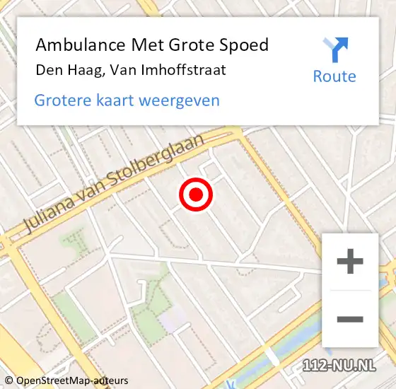 Locatie op kaart van de 112 melding: Ambulance Met Grote Spoed Naar Den Haag, Van Imhoffstraat op 24 maart 2019 08:12