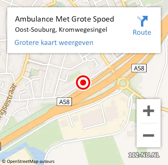 Locatie op kaart van de 112 melding: Ambulance Met Grote Spoed Naar Oost-Souburg, Kromwegesingel op 24 maart 2019 09:14