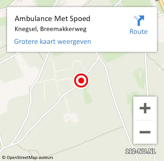Locatie op kaart van de 112 melding: Ambulance Met Spoed Naar Knegsel, Breemakkerweg op 24 maart 2019 10:45
