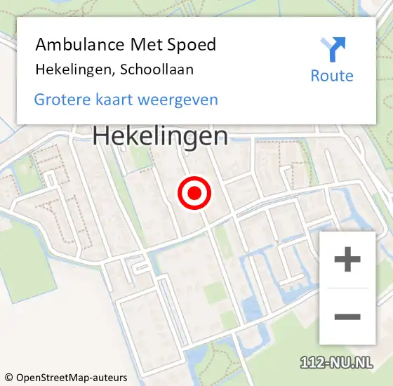 Locatie op kaart van de 112 melding: Ambulance Met Spoed Naar Hekelingen, Schoollaan op 24 maart 2019 10:58