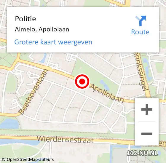 Locatie op kaart van de 112 melding: Politie Almelo, Apollolaan op 24 maart 2019 11:14