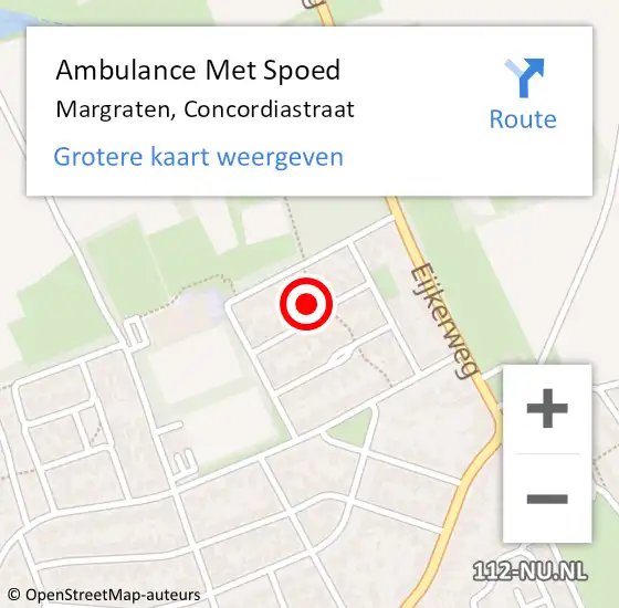 Locatie op kaart van de 112 melding: Ambulance Met Spoed Naar Margraten, Concordiastraat op 27 maart 2014 10:24