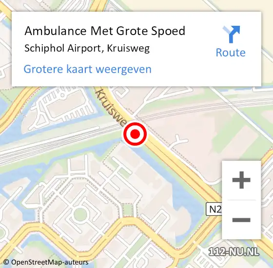 Locatie op kaart van de 112 melding: Ambulance Met Grote Spoed Naar Schiphol Airport, Kruisweg op 24 maart 2019 11:25