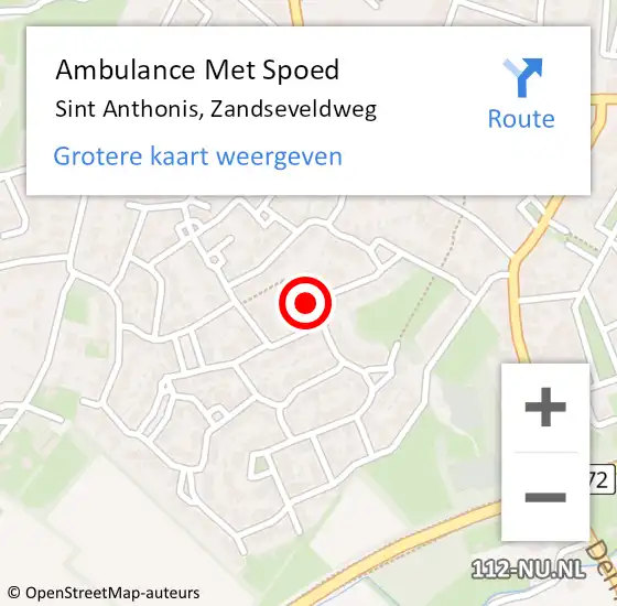 Locatie op kaart van de 112 melding: Ambulance Met Spoed Naar Sint Anthonis, Zandseveldweg op 24 maart 2019 12:15