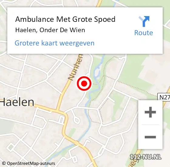 Locatie op kaart van de 112 melding: Ambulance Met Grote Spoed Naar Haelen, Onder de Wien op 24 maart 2019 12:16