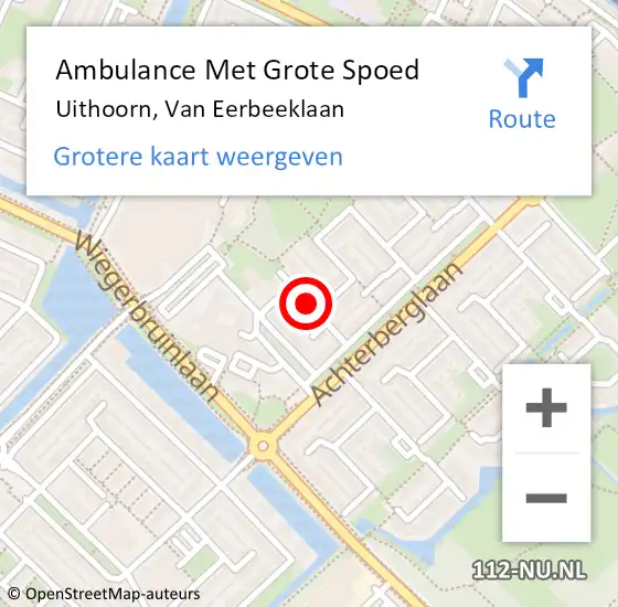 Locatie op kaart van de 112 melding: Ambulance Met Grote Spoed Naar Uithoorn, Van Eerbeeklaan op 24 maart 2019 12:42