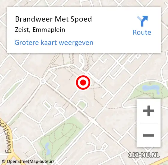 Locatie op kaart van de 112 melding: Brandweer Met Spoed Naar Zeist, Emmaplein op 24 maart 2019 12:50