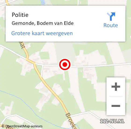 Locatie op kaart van de 112 melding: Politie Gemonde, Bodem van Elde op 24 maart 2019 12:52