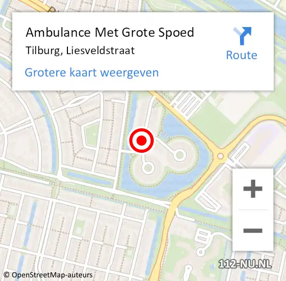 Locatie op kaart van de 112 melding: Ambulance Met Grote Spoed Naar Tilburg, Liesveldstraat op 24 maart 2019 13:05