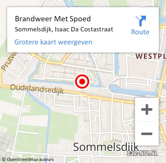 Locatie op kaart van de 112 melding: Brandweer Met Spoed Naar Sommelsdijk, Isaac Da Costastraat op 24 maart 2019 13:11