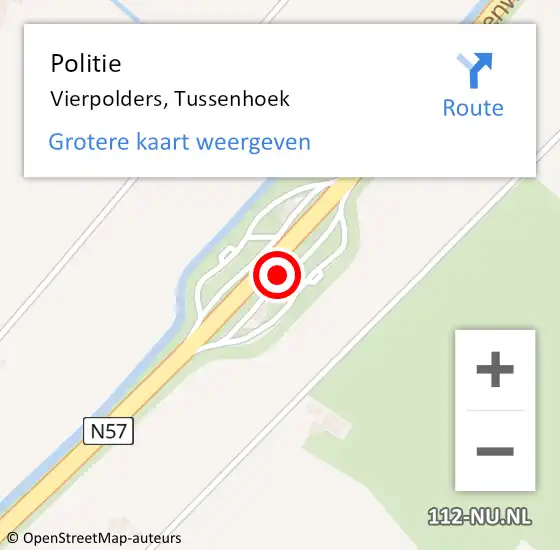 Locatie op kaart van de 112 melding: Politie Vierpolders, Tussenhoek op 24 maart 2019 13:37