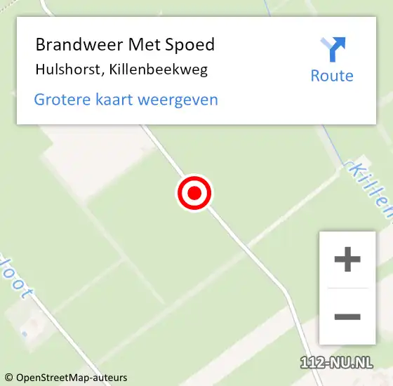 Locatie op kaart van de 112 melding: Brandweer Met Spoed Naar Hulshorst, Killenbeekweg op 24 maart 2019 14:55