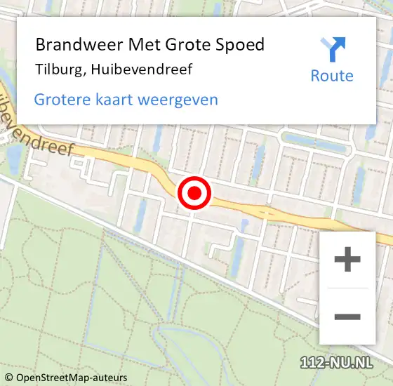 Locatie op kaart van de 112 melding: Brandweer Met Grote Spoed Naar Tilburg, Huibevendreef op 24 maart 2019 15:08