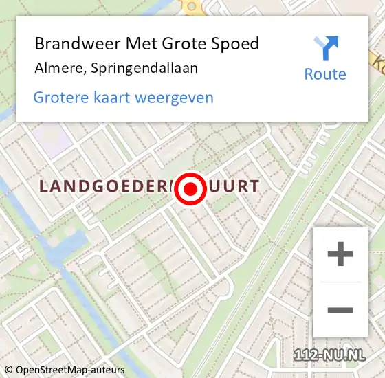 Locatie op kaart van de 112 melding: Brandweer Met Grote Spoed Naar Almere, Springendallaan op 24 maart 2019 15:29