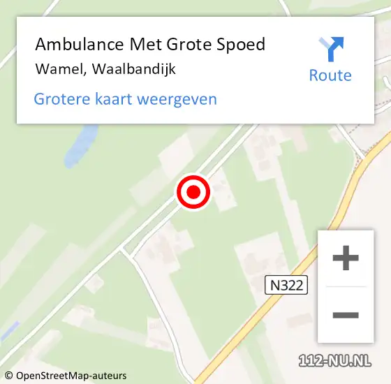 Locatie op kaart van de 112 melding: Ambulance Met Grote Spoed Naar Wamel, Waalbandijk op 24 maart 2019 15:30