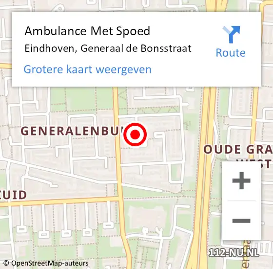 Locatie op kaart van de 112 melding: Ambulance Met Spoed Naar Eindhoven, Generaal de Bonsstraat op 24 maart 2019 15:44