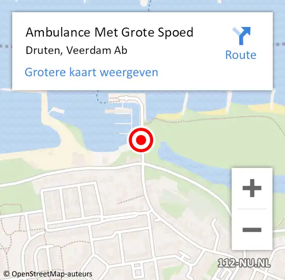Locatie op kaart van de 112 melding: Ambulance Met Grote Spoed Naar Druten, Veerdam Ab op 24 maart 2019 15:45