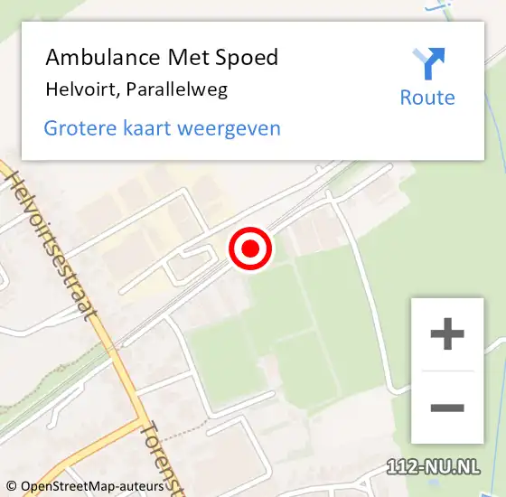 Locatie op kaart van de 112 melding: Ambulance Met Spoed Naar Helvoirt, Parallelweg op 24 maart 2019 16:08