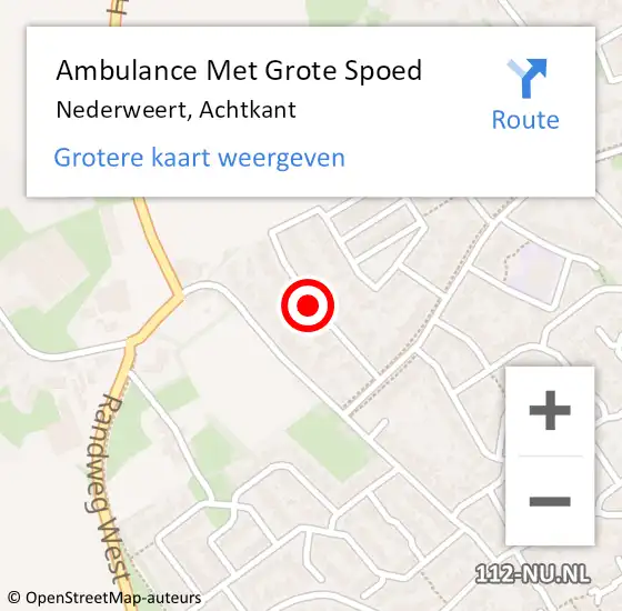 Locatie op kaart van de 112 melding: Ambulance Met Grote Spoed Naar Nederweert, Achtkant op 24 maart 2019 16:34