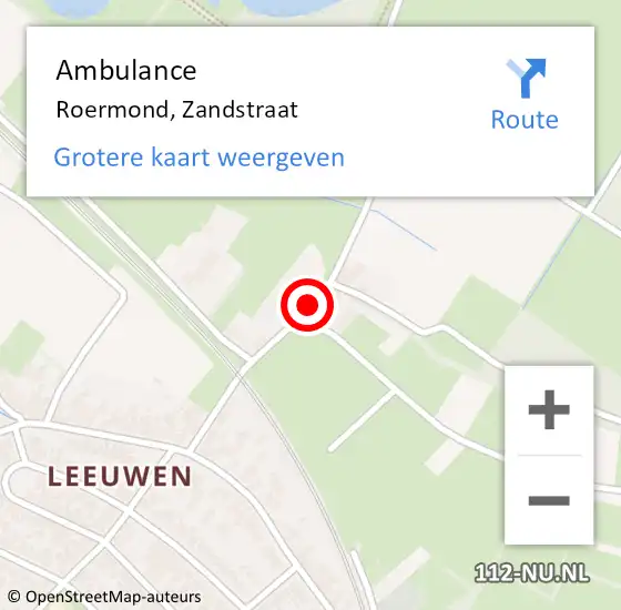 Locatie op kaart van de 112 melding: Ambulance Roermond, Zandstraat op 24 maart 2019 17:15