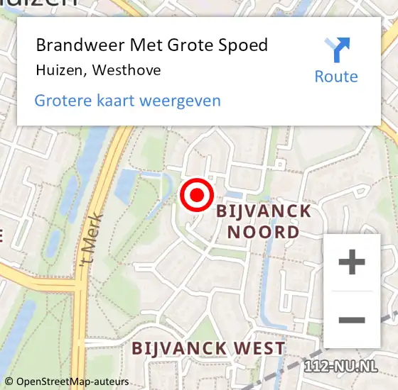 Locatie op kaart van de 112 melding: Brandweer Met Grote Spoed Naar Huizen, Westhove op 24 maart 2019 17:16