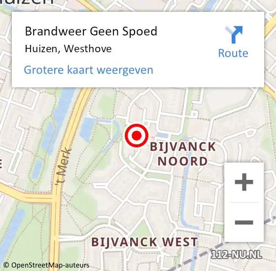 Locatie op kaart van de 112 melding: Brandweer Geen Spoed Naar Huizen, Westhove op 24 maart 2019 17:20